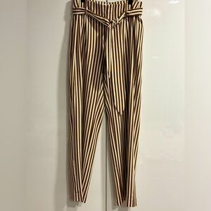 Mango Wide-leg Striped Pants Belted Small